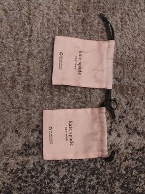 kate spade Light Pink Satin Drawstring Pouches with Black Cords (Set of 2)